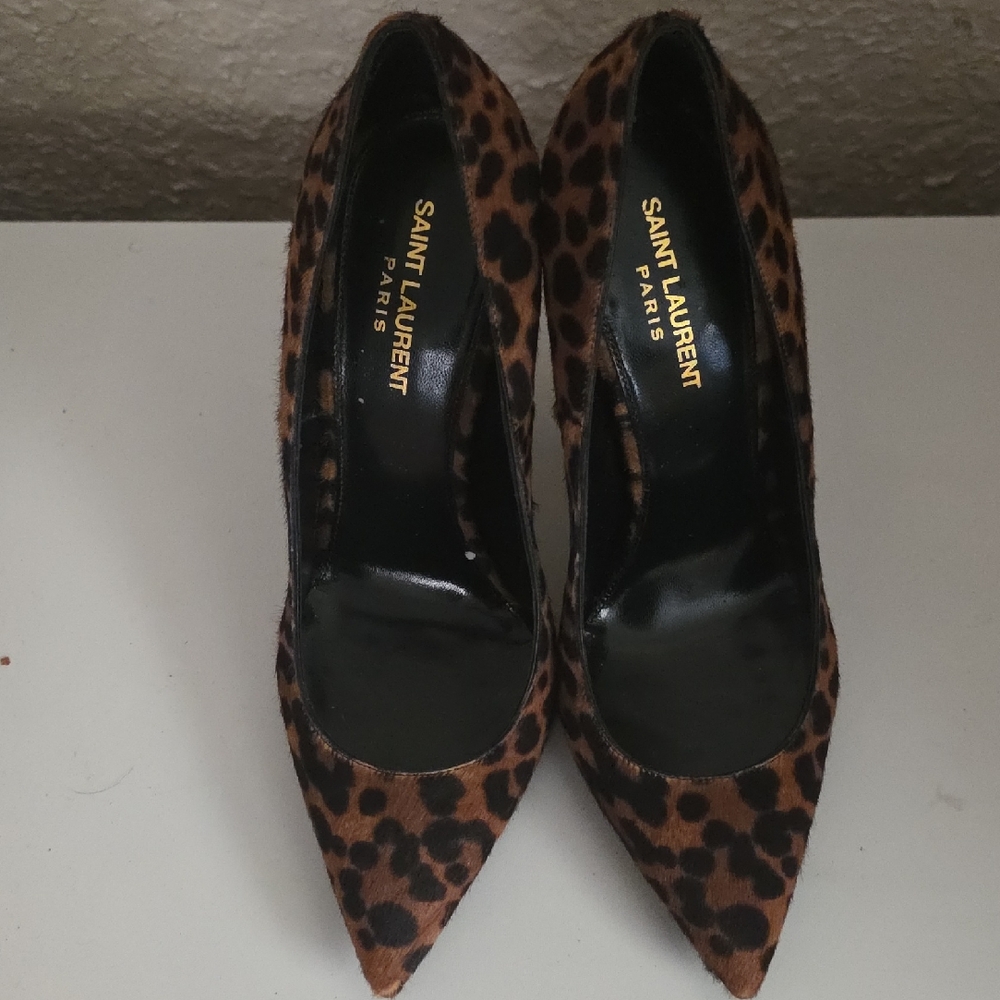 Saint Laurent Leopard Print Heels - Picture 1 of 5